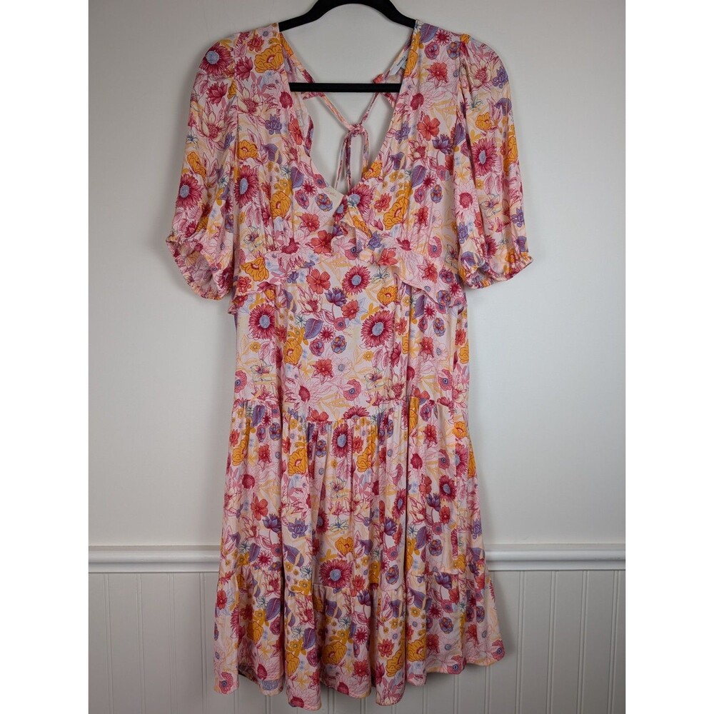 Formula Joven Babydoll Dress Womens EU L / US M Pink Floral Empire Waist Fairy